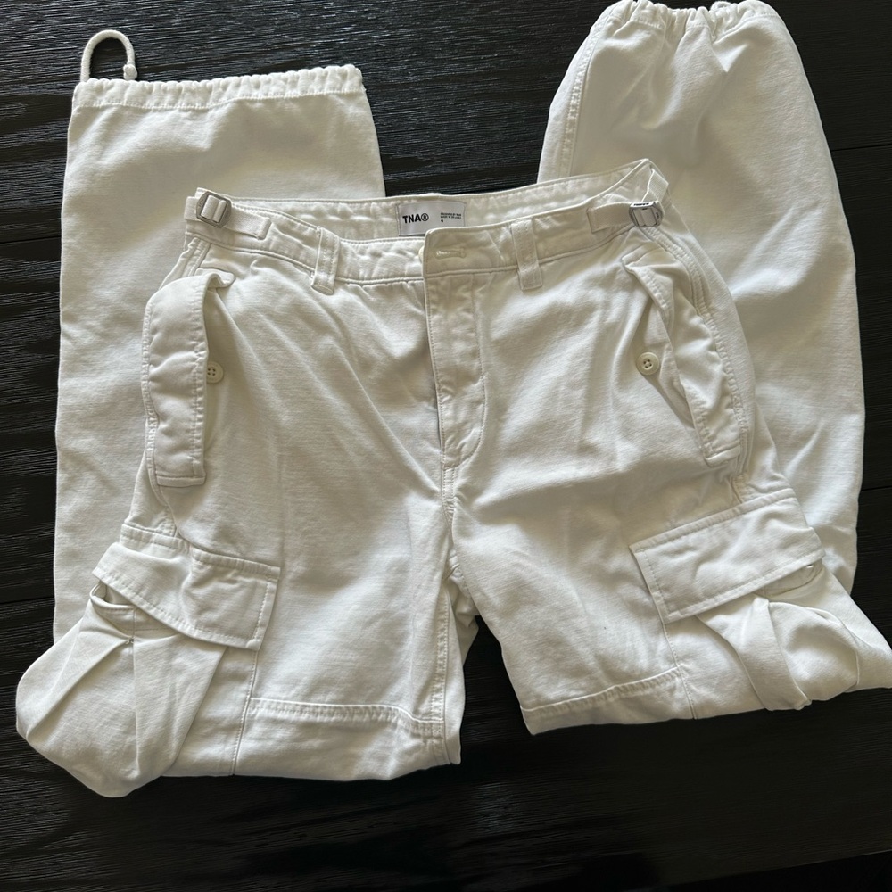 Artizia TNA White Cargo Pants with Adjustable Waist